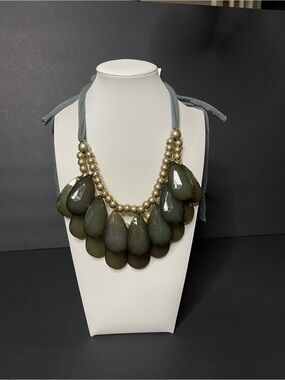 Olive Teardrop Statement Necklace